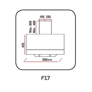 F17/60 Siyah Ankastre Davlumbaz