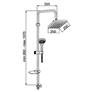 Sürgülü Duş Seti (5 Fonksiyonlu El Duşu+250x250 Duş Başlığı) Dst24