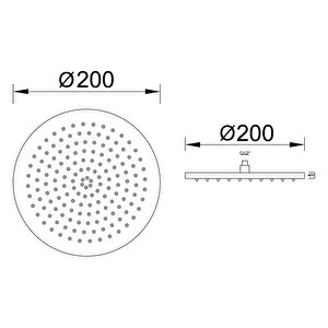 Ankastre Duş Başlığı Borulu Oval Slim Metal Ø20 Cm