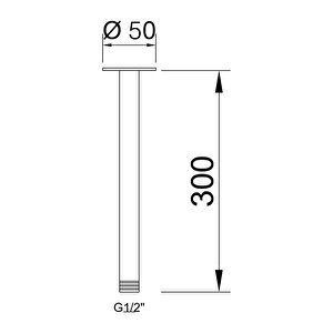 Ankastre Duş Başlığı Borulu Oval Slim Metal Ø25 Cm Tavandan