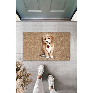 Kahverengi Kapı Önü Paspası Sevimli Köpekcik Desen Ps892