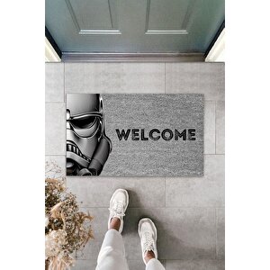 Modern Dijital Baskı - Gri Star Wars - Kapı Önü Paspası 70x45cm