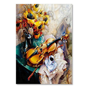 Keman Kahve Notalar Ve Çiçekler 35x50 cm