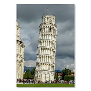 Pisa Kulesi Ziyaretçiler Ve Yağmur Bulutları 50x70 cm