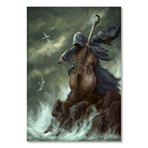 Azgın Dalgalar Martılar Ve Çello Çalan Adam 50x70 cm