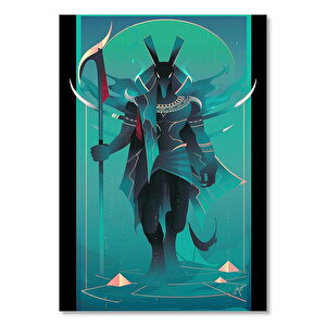 Anubis Ve Piramitler Yeşil Arkaplan 50x70 cm
