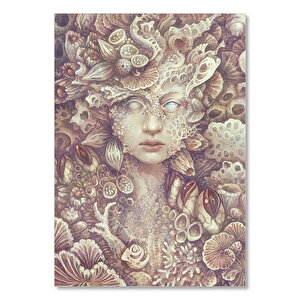 Sepya Deniz Canlıları Arasında Mistik Kadın 50x70 cm