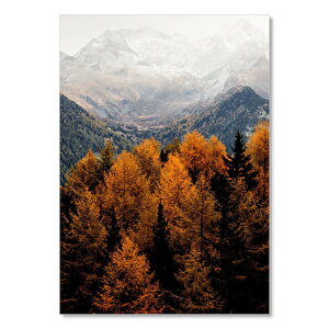 Sonbahar Rengi Ağaçlar Ve Karlı Zirveler 50x70 cm