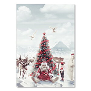 Yılbaşı Ağacının Önündeki Yorgun Noel Baba 50x70 cm