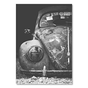 Terkedilmiş Eski Volkswagen Tosbağa Siyah Beyaz 25x35 cm