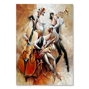 Çello Saksofon Ve Trompet Çalan Müzisyenler 25x35 cm