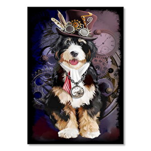 Madalyonlu Şapkalı Ve Gözlüklü Sevimli Köpek 35x50 cm