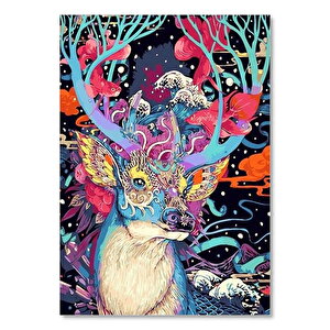 Ren Geyiği Ve Soyut Desenler İllüstrasyon 35x50 cm