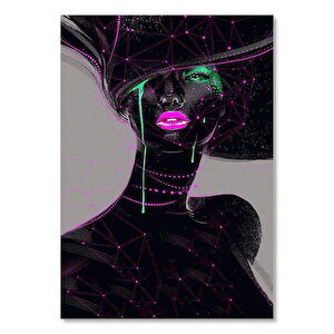 Siyahi Kadın Ve Neon Makyajı 50x70 cm