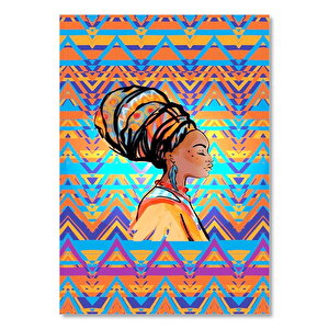 Afrikalı Kadın Ve Renkli Tribal Desenler 50x70 cm