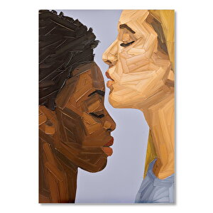 Irkların Kardeşliği Yağlıboya Geometrik Fırça Darbeleri 50x70 cm