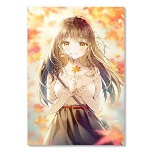 Kumral Güzel Sevimli Anime Kız Görseli 25x35 cm