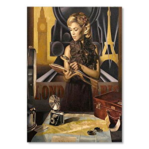 Seyahat Planı Yapan Kadın 50x70 cm