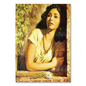 Eski Penceredeki Çekici Esmer Kadın 50x70 cm