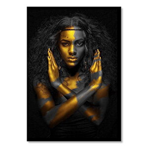 Siyahi Kadın Ve Altın Rengi Boyaları 50x70 cm