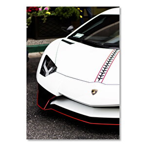 Beyaz Lamborghini Ön Detay 35x50 cm