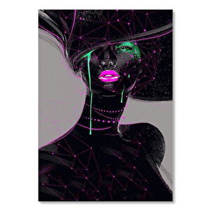 Siyahi Kadın Ve Neon Makyajı 35x50 cm