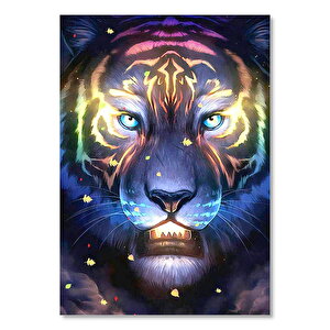 Neon Işıklı Detaylarıyla Kaplan Başı 35x50 cm