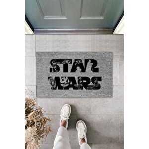 Modern Dijital Baskı - Gri Star Wars Paspas- 45x70cm Kapı Önü Paspası