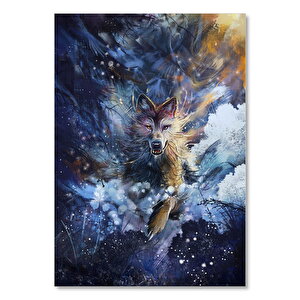 Karların İçinden Fırlayan Vahşi Kurt 50x70 cm