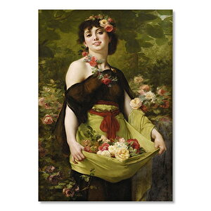 Eteğinde Çiçekleriyle Çiçekçi Kız 50x70 cm