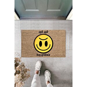 Modern Dijital Baskı Smile Sevinç Ve Hüzün Kapı Önü Paspası