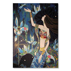 Uzun Saçlı Zayıf Kız Ve Yusufçuk Minyatür 50x70 cm