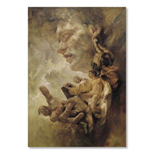 Gözleri Kapalı Adam Ve Avucunda İnsanlar 50x70 cm