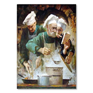 Usta Aşçı Ve Yardımcıları İş Başında Yağlı Boya 25x35 cm