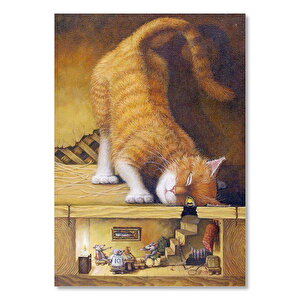 Fare Evini Dikizleyen Sarı Kedi 35x50 cm