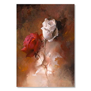 Kırmızı Ve Beyaz Güller Sulu Boya Efekt 35x50 cm