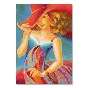 Renklerin Dansı Elbiseli Ve Şapkalı Kız 50x70 cm