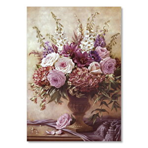Mermer Vazo İçindeki Karışık Çiçekler 50x70 cm