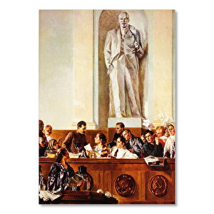 Lenin Heykeli Önünde Rus Politikacılar 50x70 cm