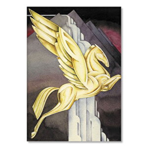 Altın Kanatlı At Ve Gri Şekiller 50x70 cm