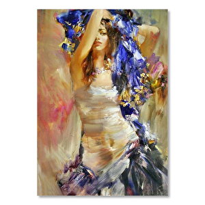 Beyaz Lacivert Elbisesiyle Çingene Kızı 50x70 cm