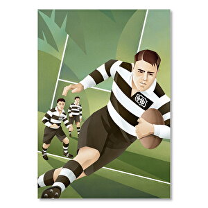 Amerikan Futbol Oyuncuları Yeşil Zemin 50x70 cm