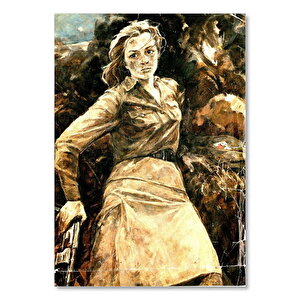 Elinde Silahıyla Savaşçı Kız 35x50 cm