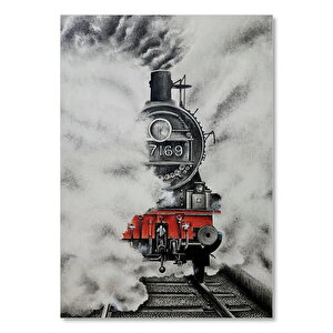 Buhar Ve Dumanlar Arasında Kara Tren 50x70 cm