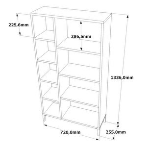 Robin Home Troya Serisi 5 Raflı Kitaplık Metal Ayaklı Çam-gri