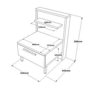 Robin Home Dream 2 Çekmeceli Komodin Metal Ayak Kahve-beton Dr5-cg