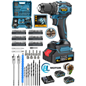 Revolution 013 Blue Yeni Nesil Kömürsüz Motor 21 V 4 Amp Vidalama Matkap + Usta Set Hediyeli