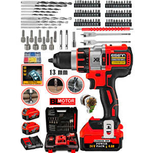 Premium XR-RED 24 V 4 AH Kömürsüz Motor Darbeli Yeni Nesil 2 Akülü Vidalama Matkap + 84 Pcs Set Hediyeli