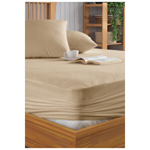 Set Kahverengi Mikro Fitted Sıvı Geçirmez Alez Ve 2 Adet Yastık Alezi 80x180 cm