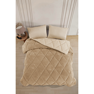 Tek Kişilik Lüx Kahverengi Welsoft Yorgan Çift Taraflı 155x215 155x215 cm